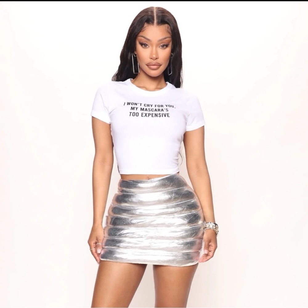 Fashion Nova - Silver Bubble Skirt - Size Medium - NWT